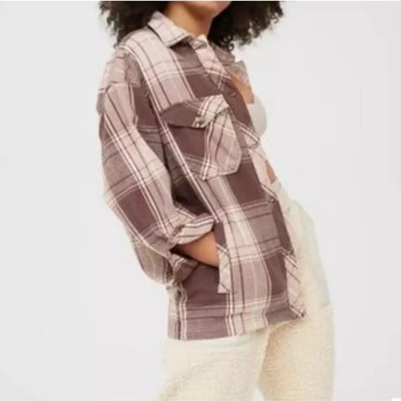Aerie Offline Flannel Button Down Shacket - Like New - Picture 1 of 11